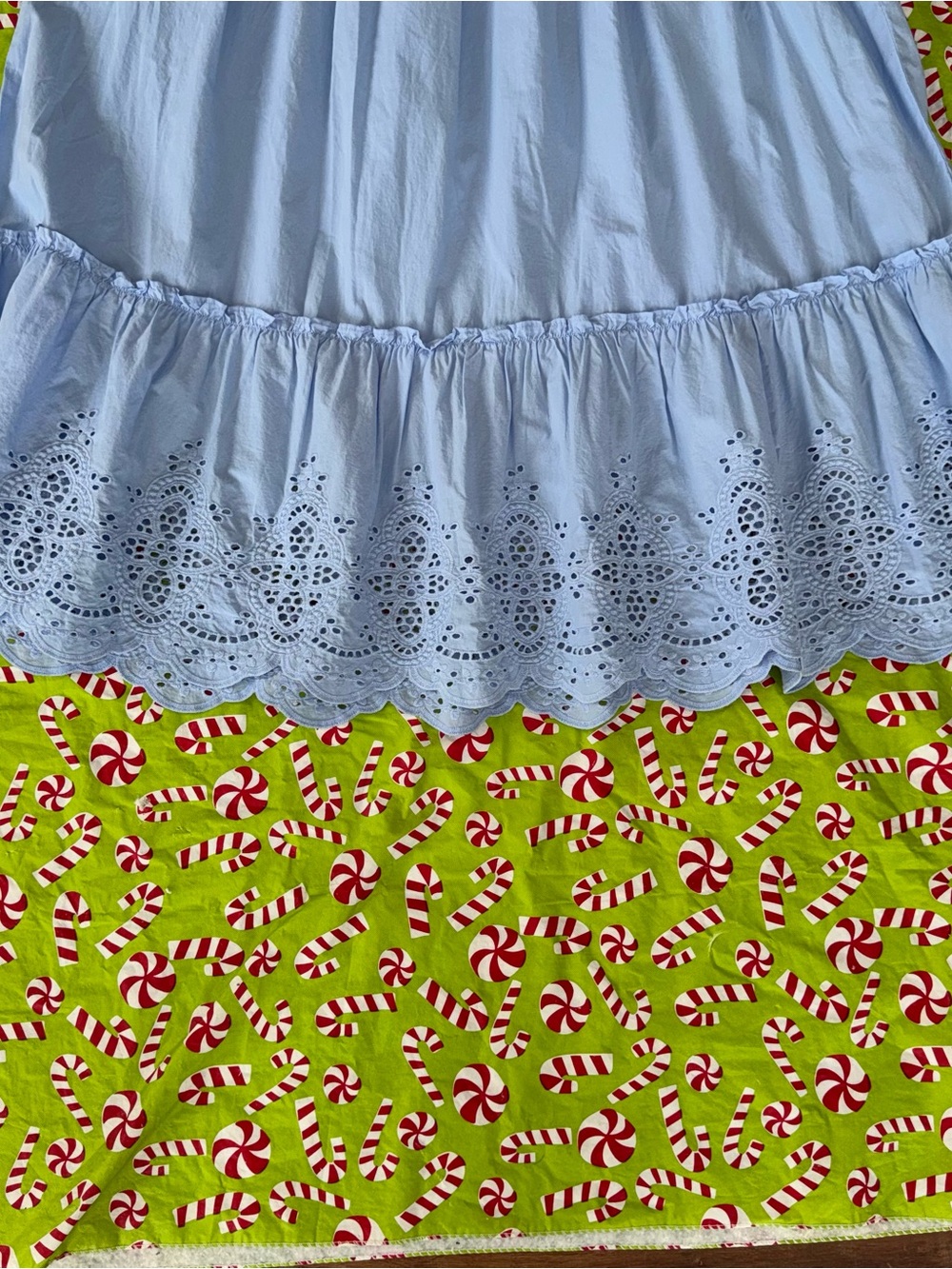 Time and Tru Cotton Eyelet A-Line Midi Skirt XL Light Blue Elastic Waist Pockets - Picture 6 of 16